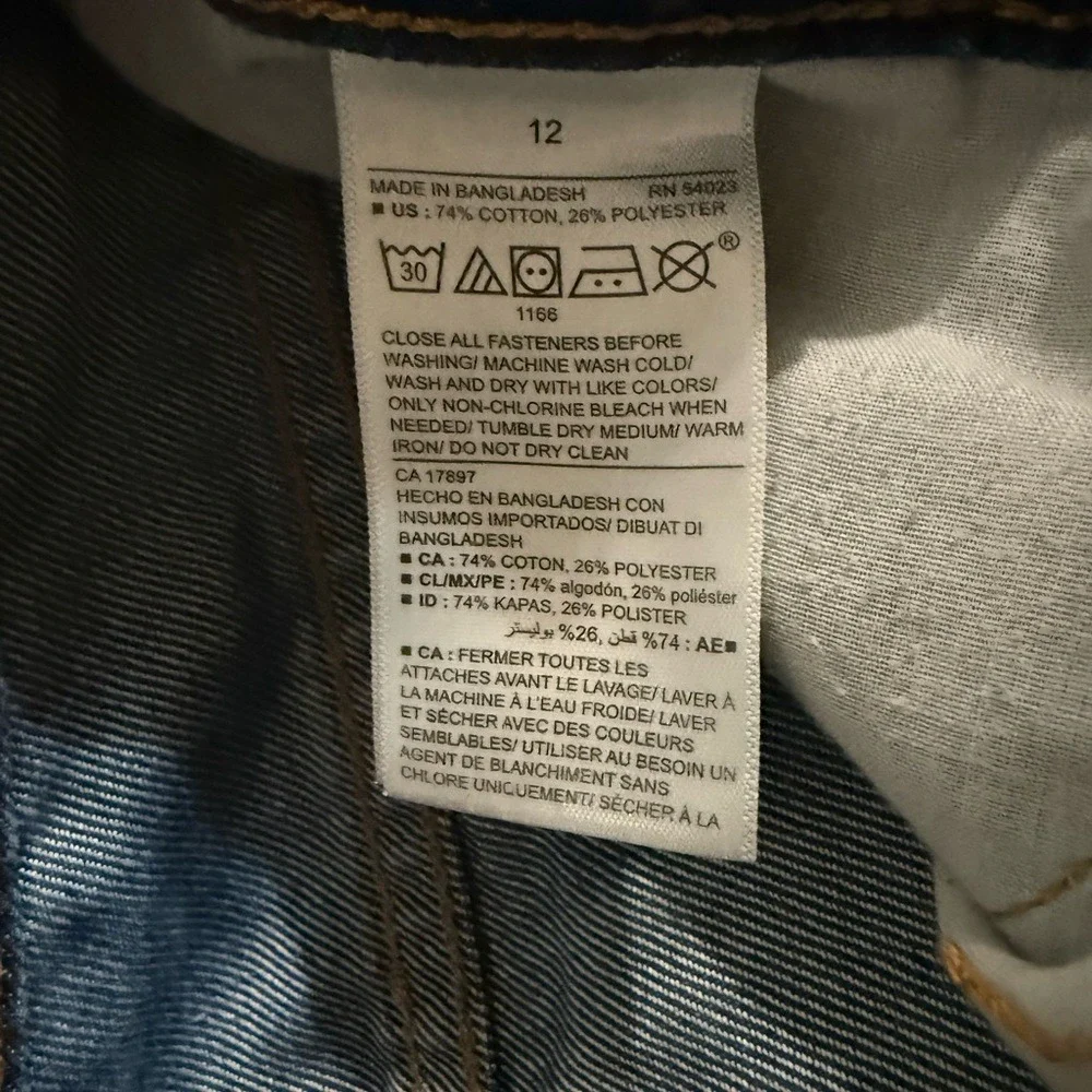 Old Navy Girls Straight Leg Jeans Dark Wash Size 12 Elastic Waist‎